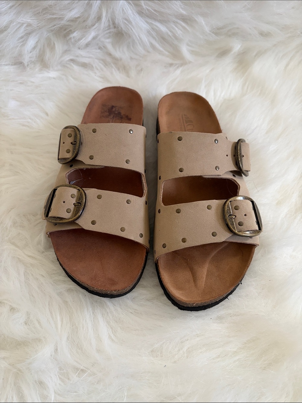 Cliffs by WHITE MOUNTAIN Taupe Double-Buckle Slide Sandals